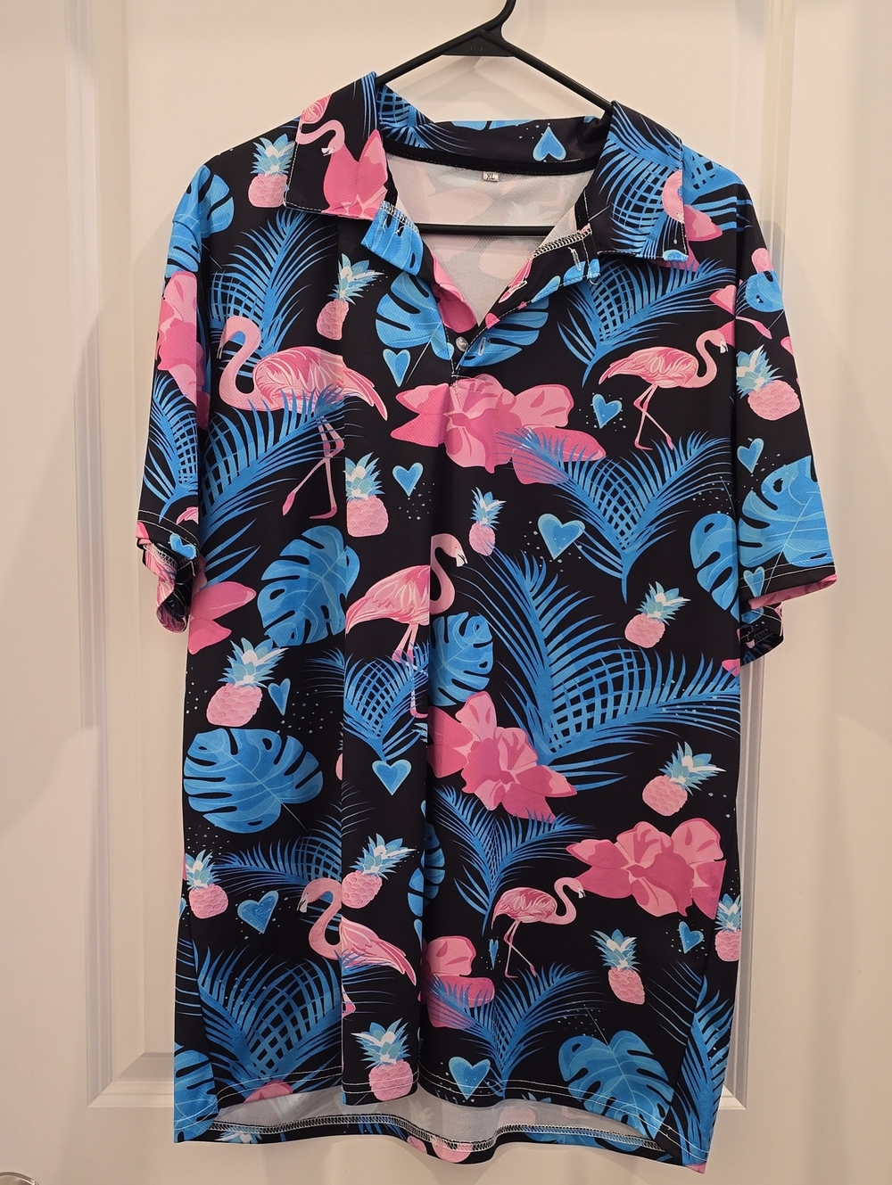Tropical Flamingo Print Mens Top - Pink & Blue